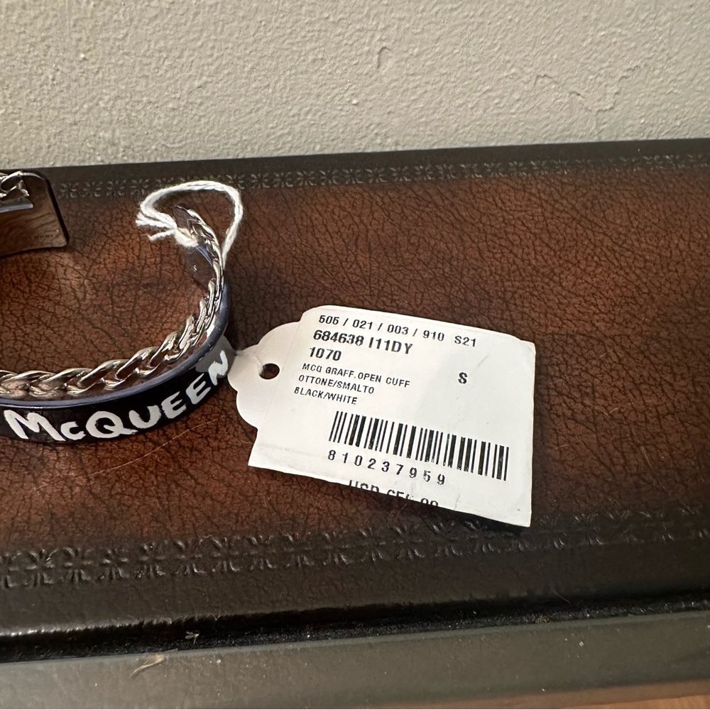 NWT Alexander McQueen | Graffiti Open Cuff Double Band Bracelet $650 - Picture 4 of 7